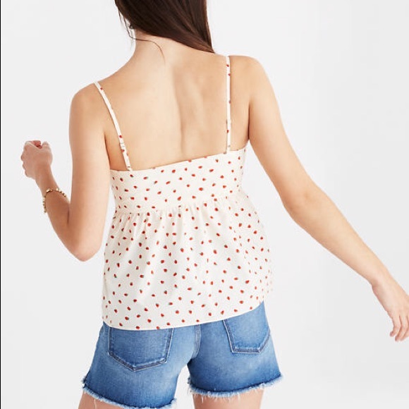 Madewell tie-front cami top in fresh strawberries - Picture 2 of 6